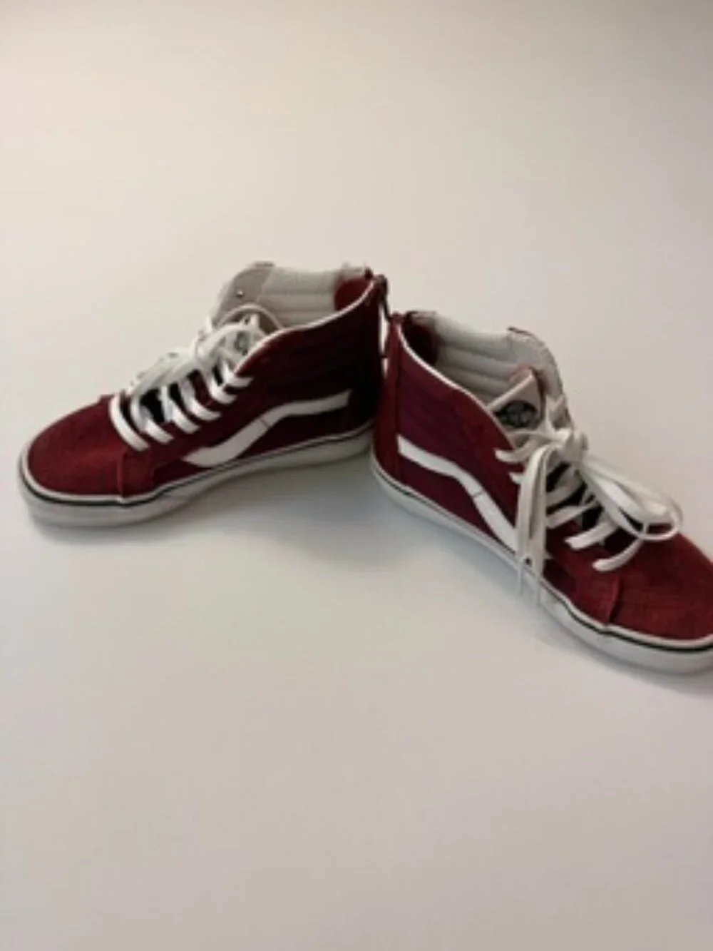 Vans Sk8-Hi Kids Red Canvas High Top Sneakers Back Heel Zipper Youth